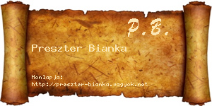 Preszter Bianka névjegykártya
